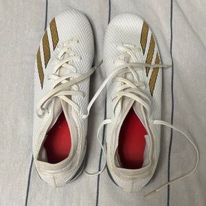 Adidas White and Gold Striped Cleats